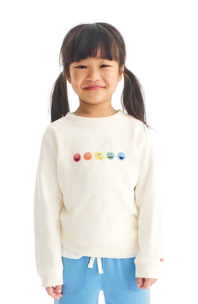 Primary Kids Sesame Street Friends Embroidered Sweatshirt, Alternate, color, Oat