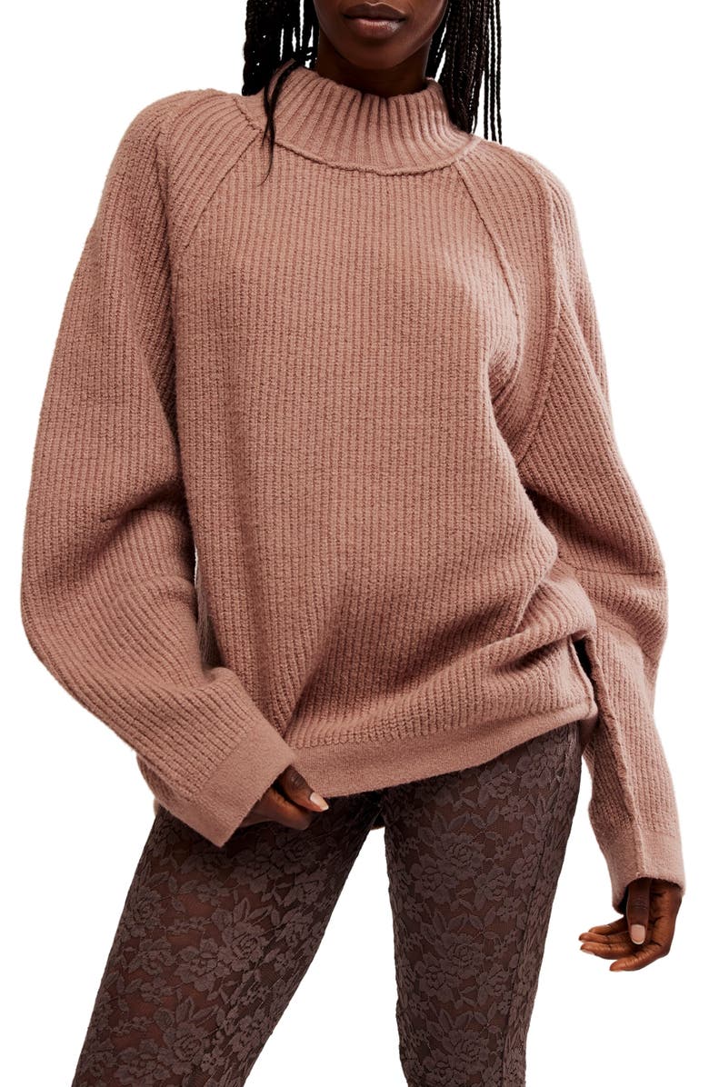 Free People Sunbeam Oversize Turtleneck Sweater, Main, color, Antler