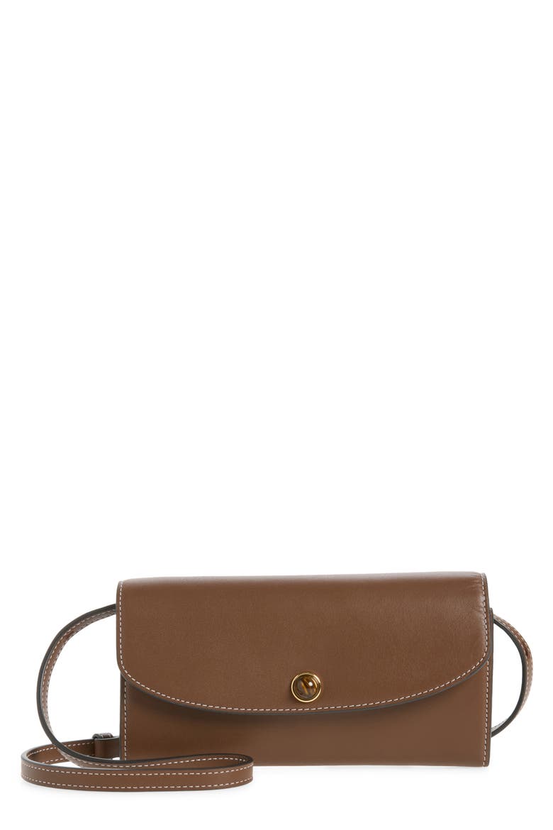 Leather Crossbody Wallet, Main, color, WHISKEY