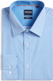 DANIEL HECHTER Paris Modern Fit Light Blue Geometric Print Cotton Dress Shirt