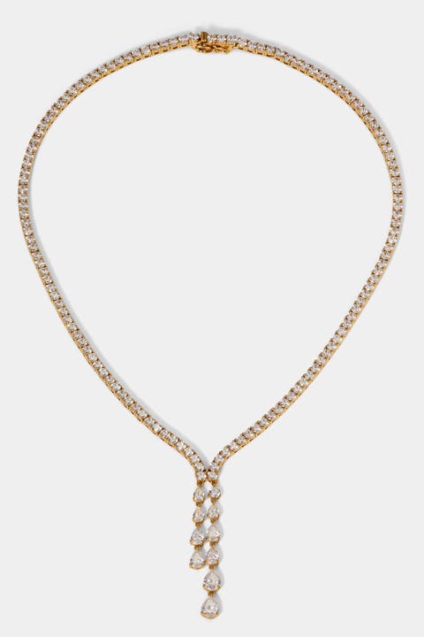 Willow Round CZ Tennis Double Drop Y Necklace