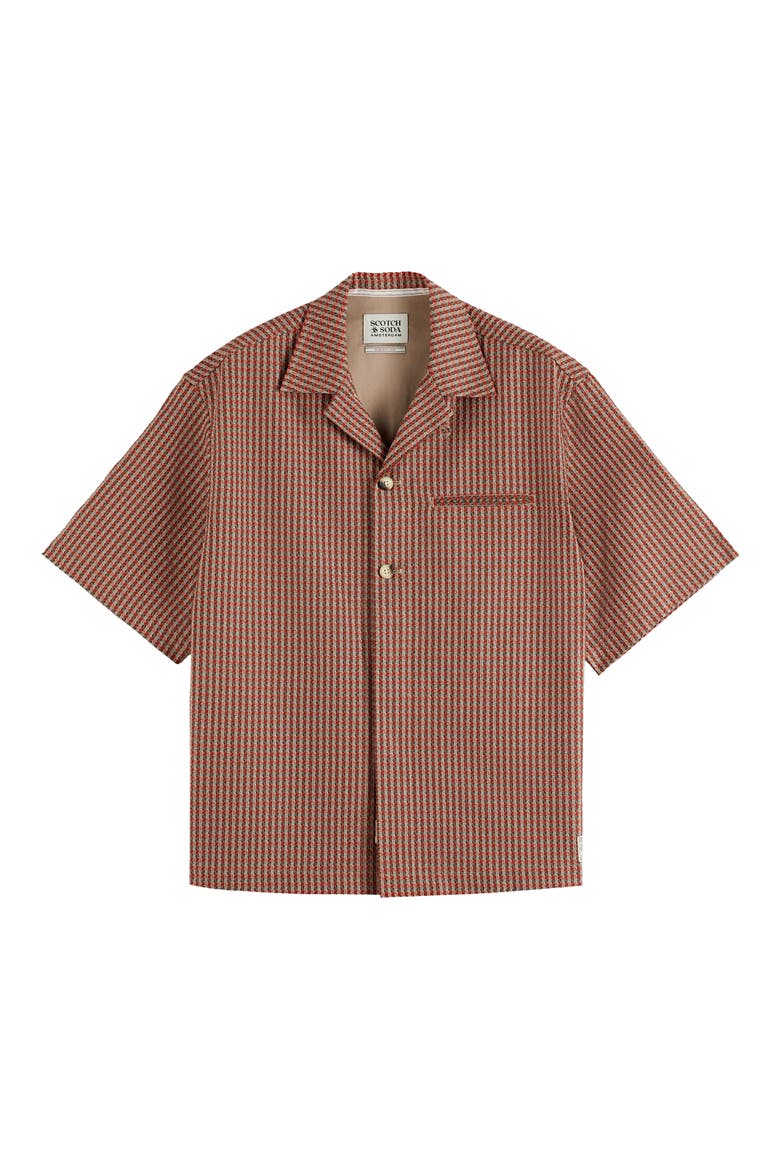 Oversize Microcheck Cotton Camp Shirt, Alternate, color, AURORA RED MICRO CHECK