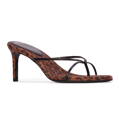 Black Suede Studio Gem Leather Sandals In Animal Print
