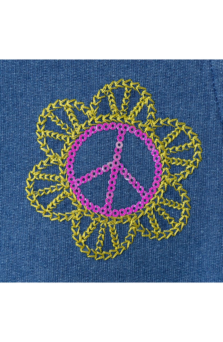 Andy & Evan Kids' T-Shirt & Patchwork Denim Dress, Alternate, color, Navy Smiley