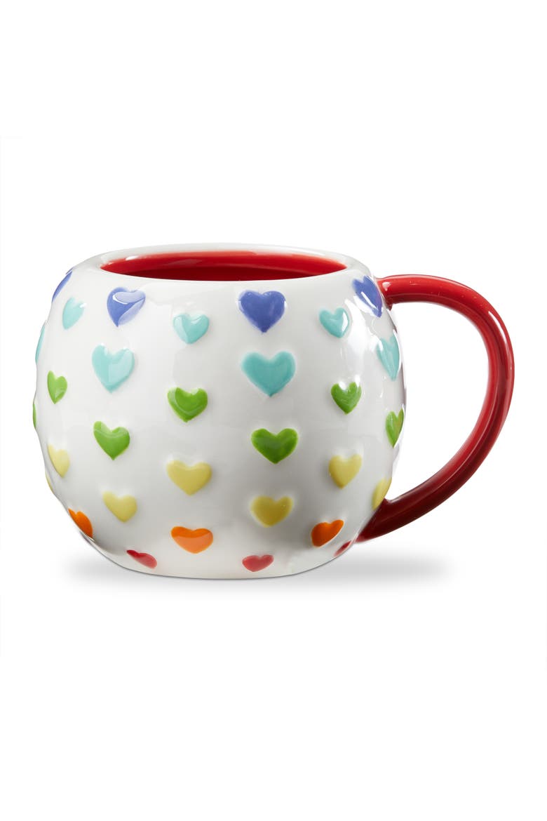 Everyday Hearts Earthenware Mug Multi 16 oz 4.22 x 4.22 x 3.51 in, Main, color, Red