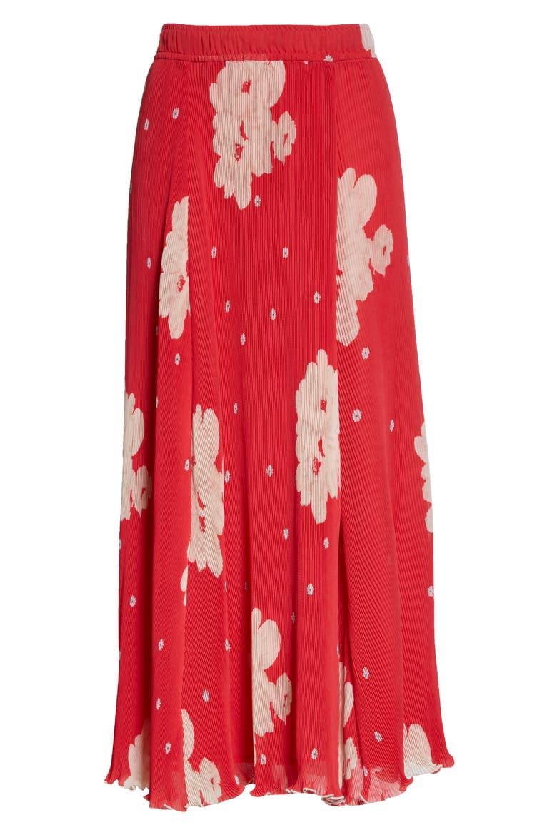 Floral Plissé Pleated Georgette Skirt, Alternate, color, LOLLIPOP