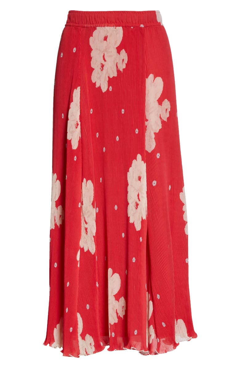 Ganni Floral Plissé Pleated Georgette Skirt, Alternate, color,