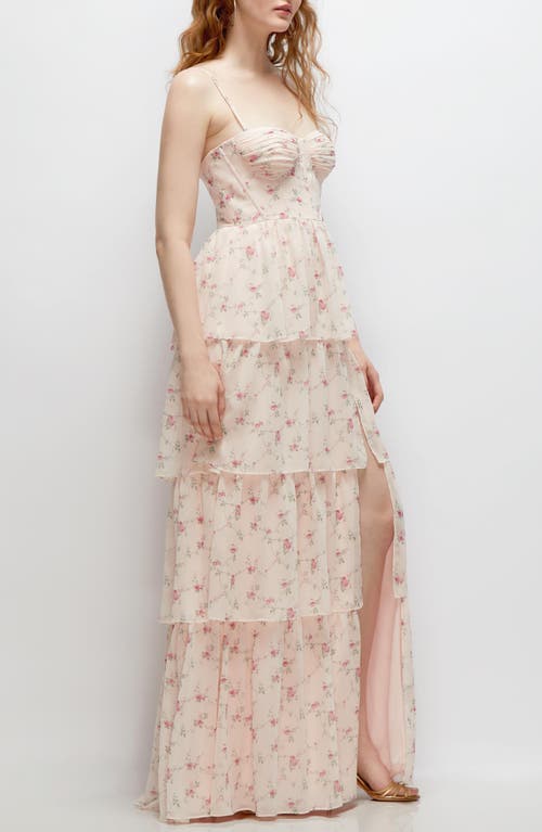 Dessy Collection Bustier Evening Gown In Coquette Floral Print