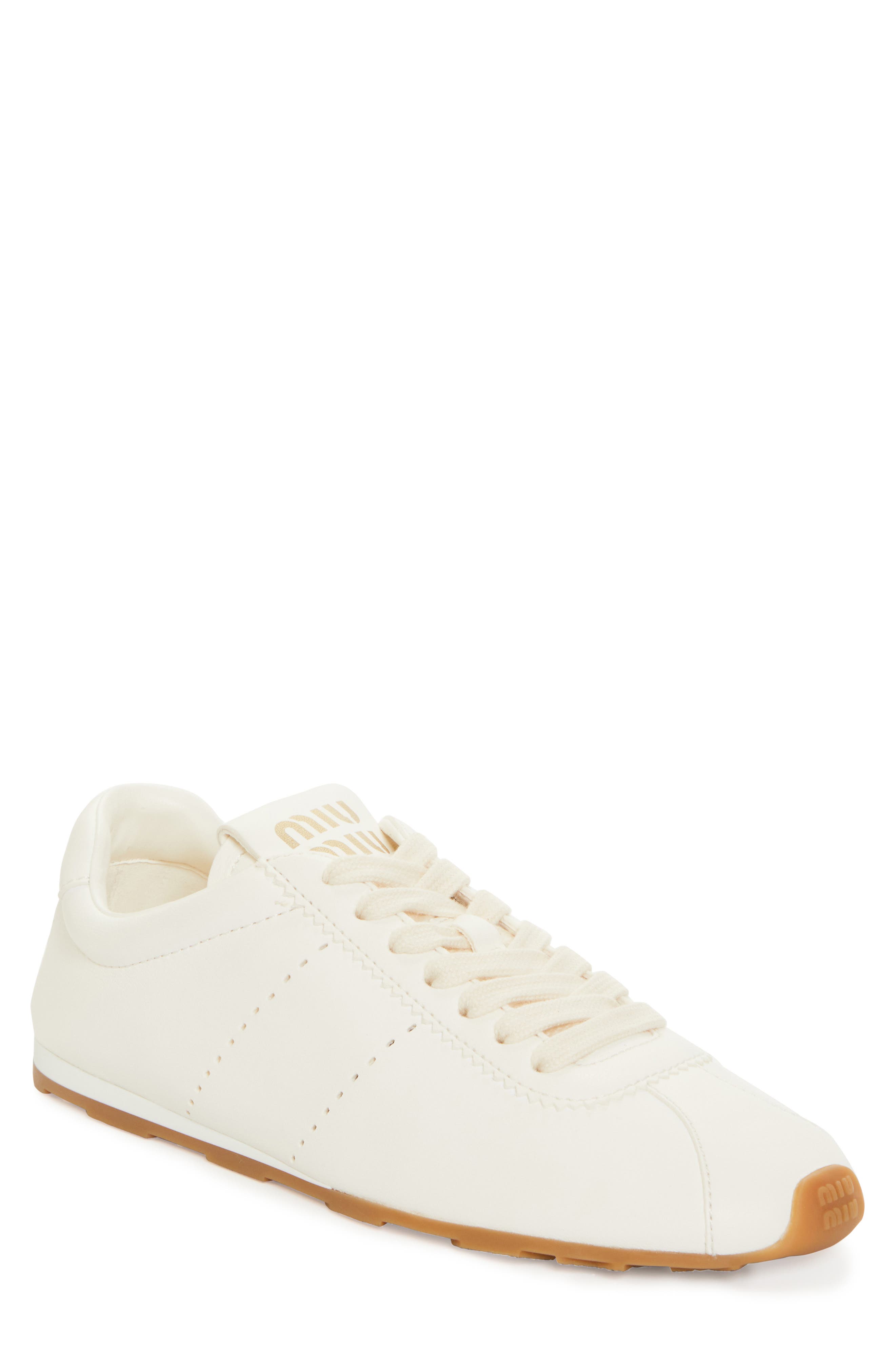 Miu Miu Leather Low Top Sneaker, Main, color, 