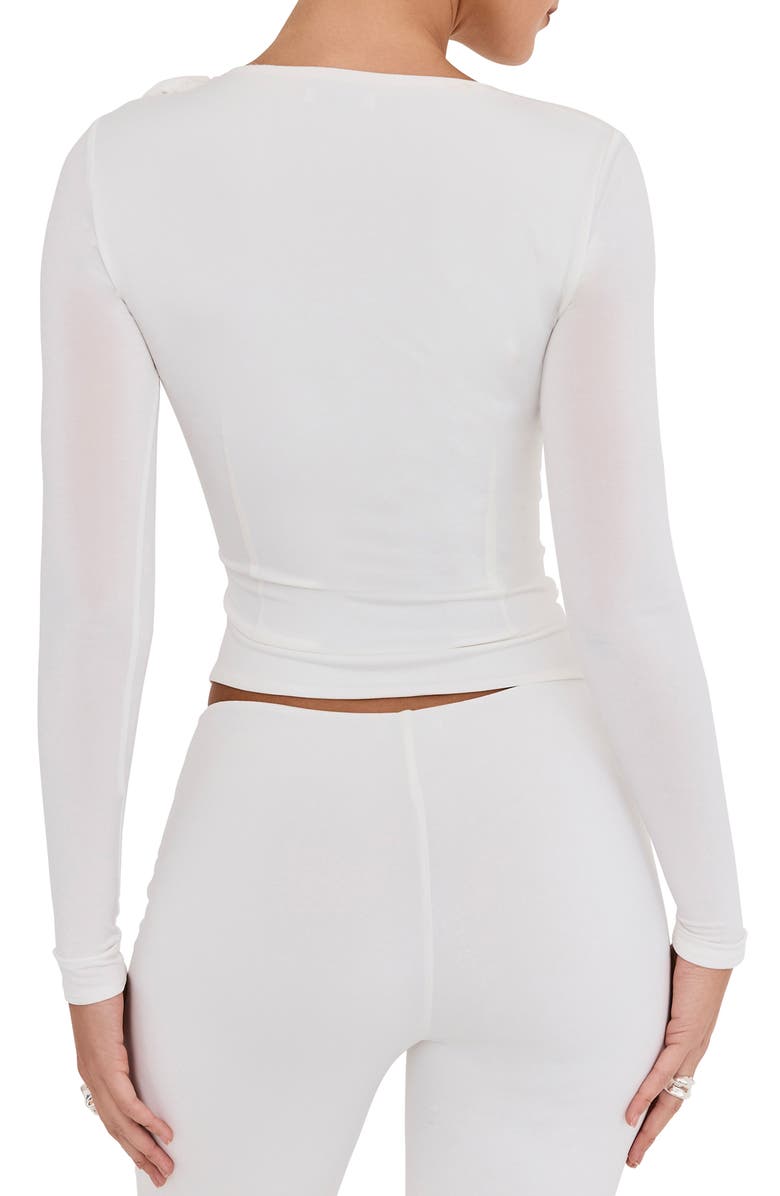 Mistress Rocks Floral Appliqué Cutout Long Sleeve Top, Alternate, color, White