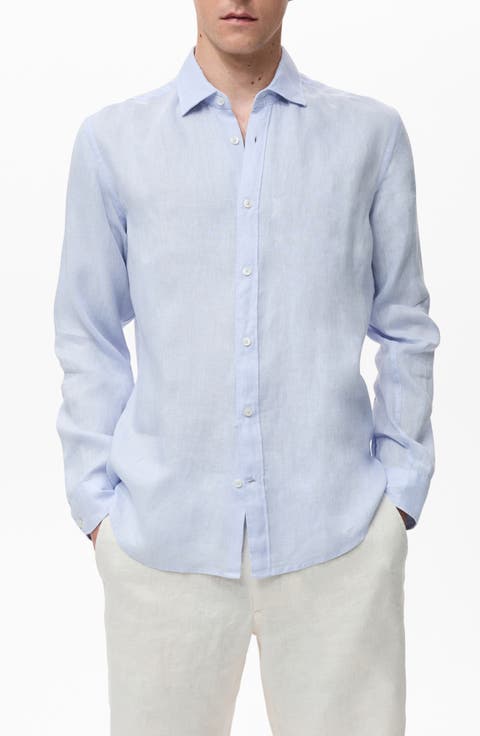 Classic Fit Linen Button-Up Shirt
