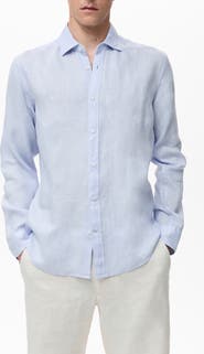 MANGO Classic Fit Linen Button-Up Shirt