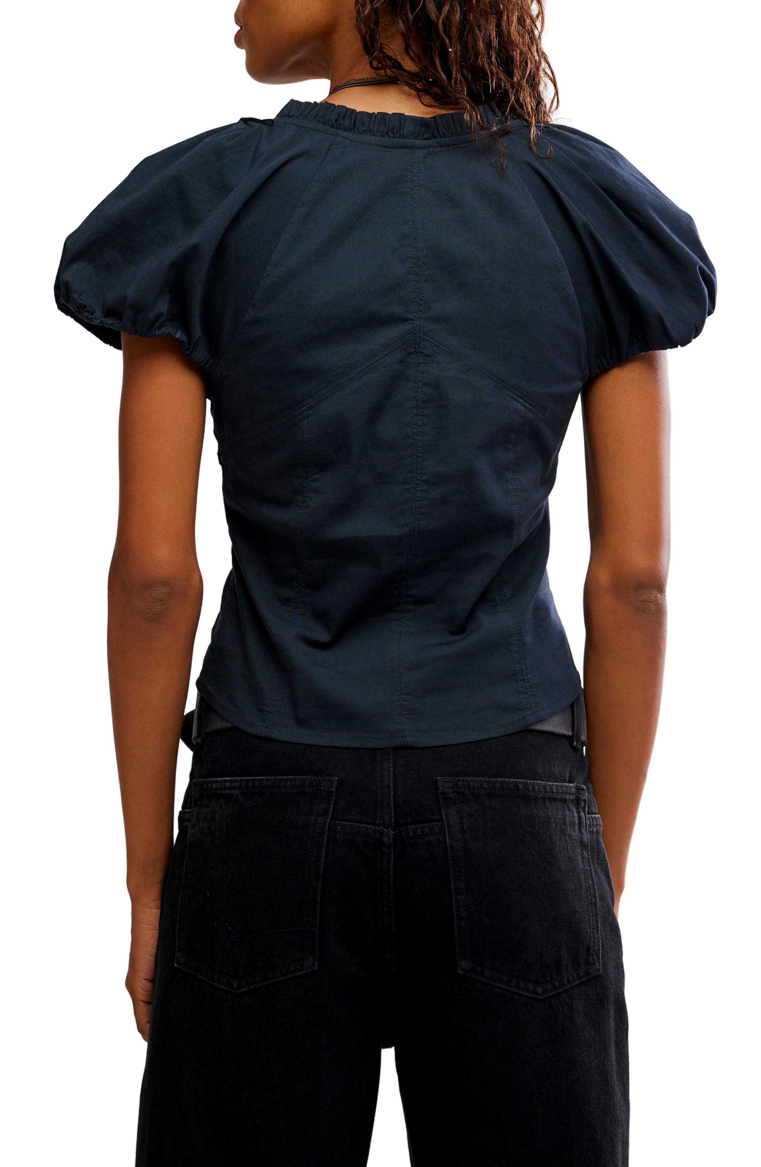 Summer Pleated Puff Sleeve Blouse - image 2
