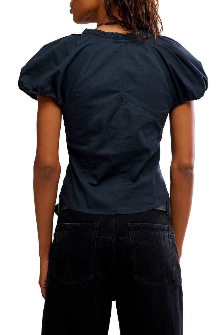 Summer Pleated Puff Sleeve Blouse, Alternate, color, BLACK