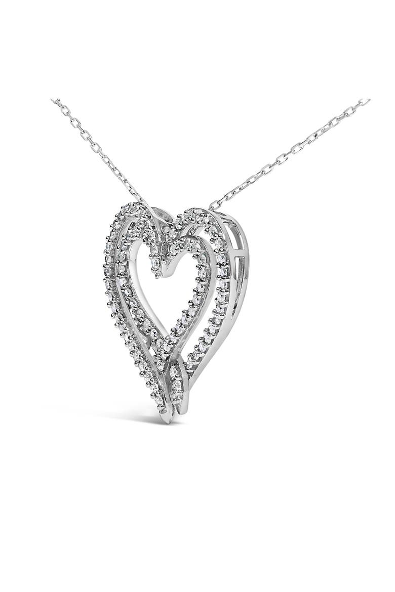Sterling Silver 1/2 Cttw Diamond Heart Pendant Necklace, Alternate, color, Silver