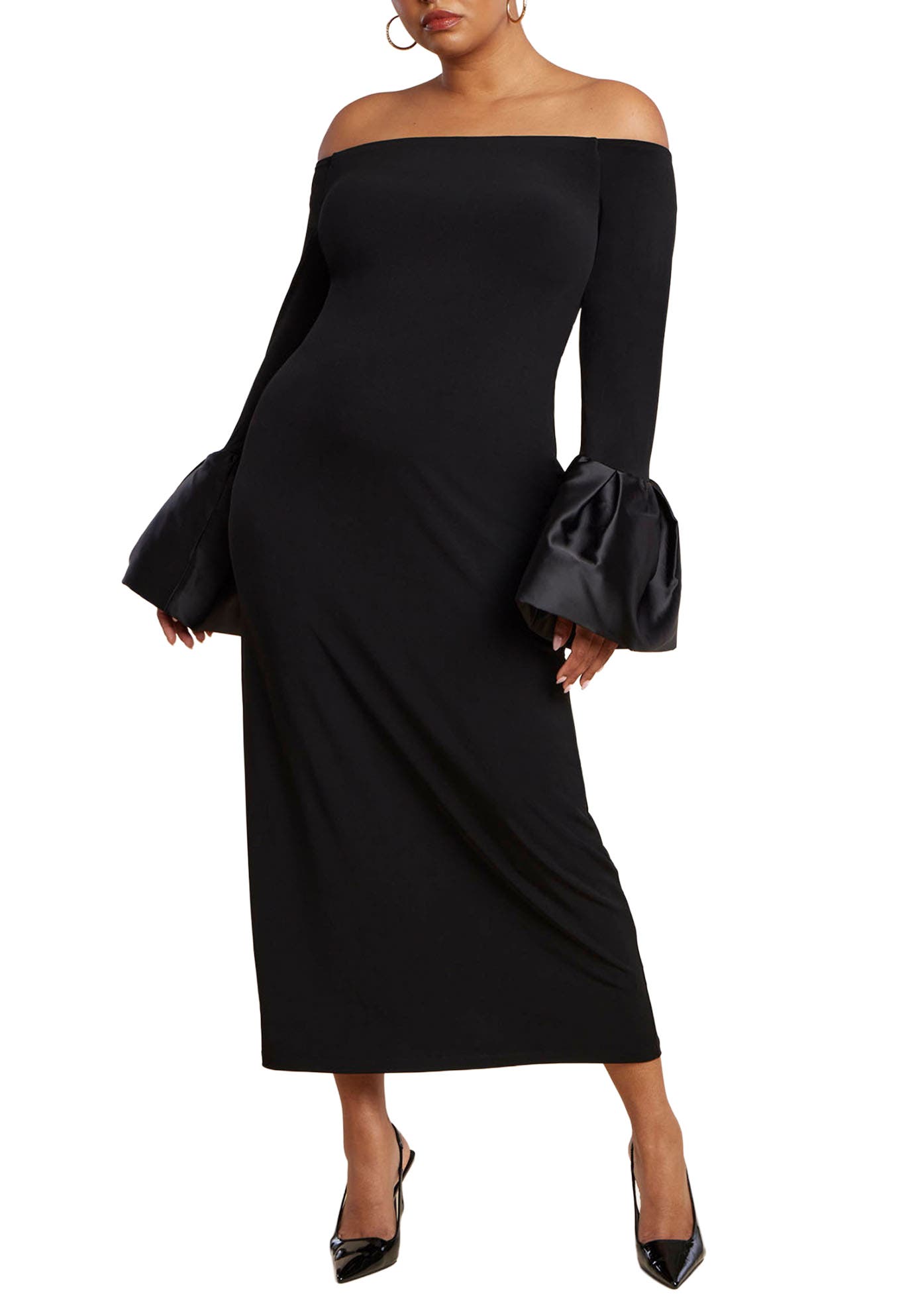 Off Shoulder Cuff Detail Maxi Dress