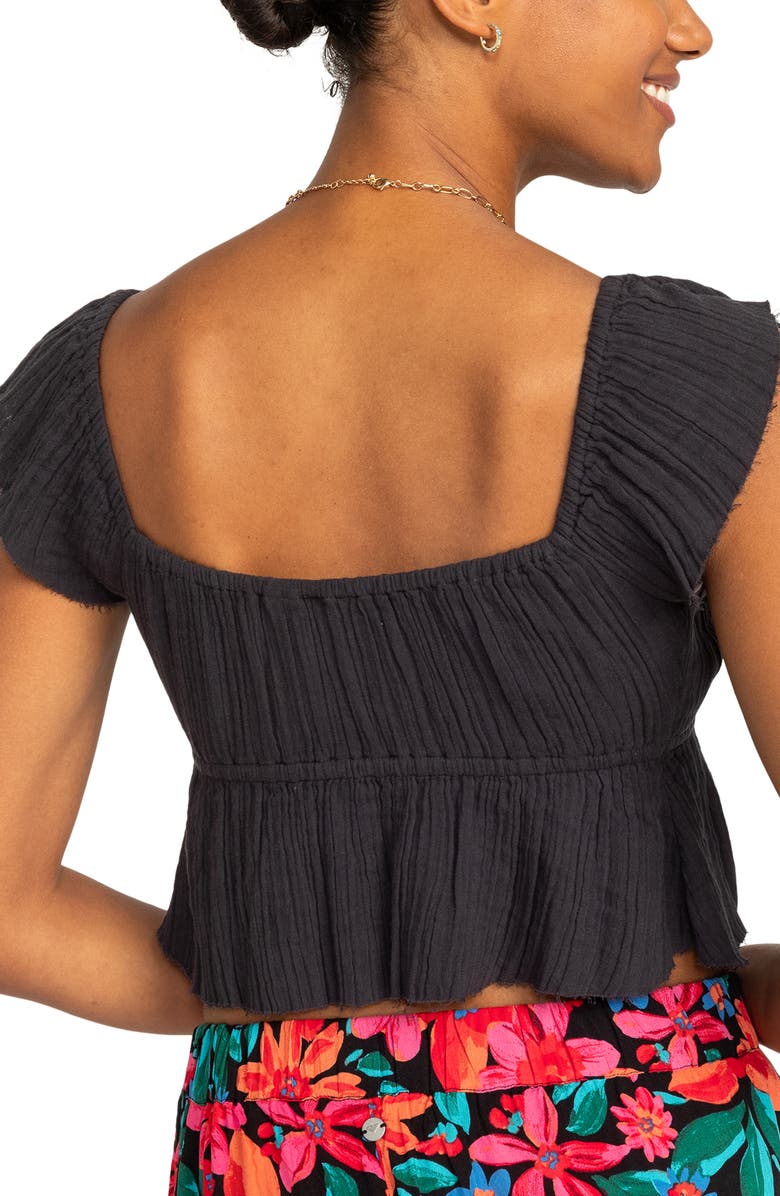 Roxy Brisa Flutter Sleeve Crop Top, Alternate, color, Phantom