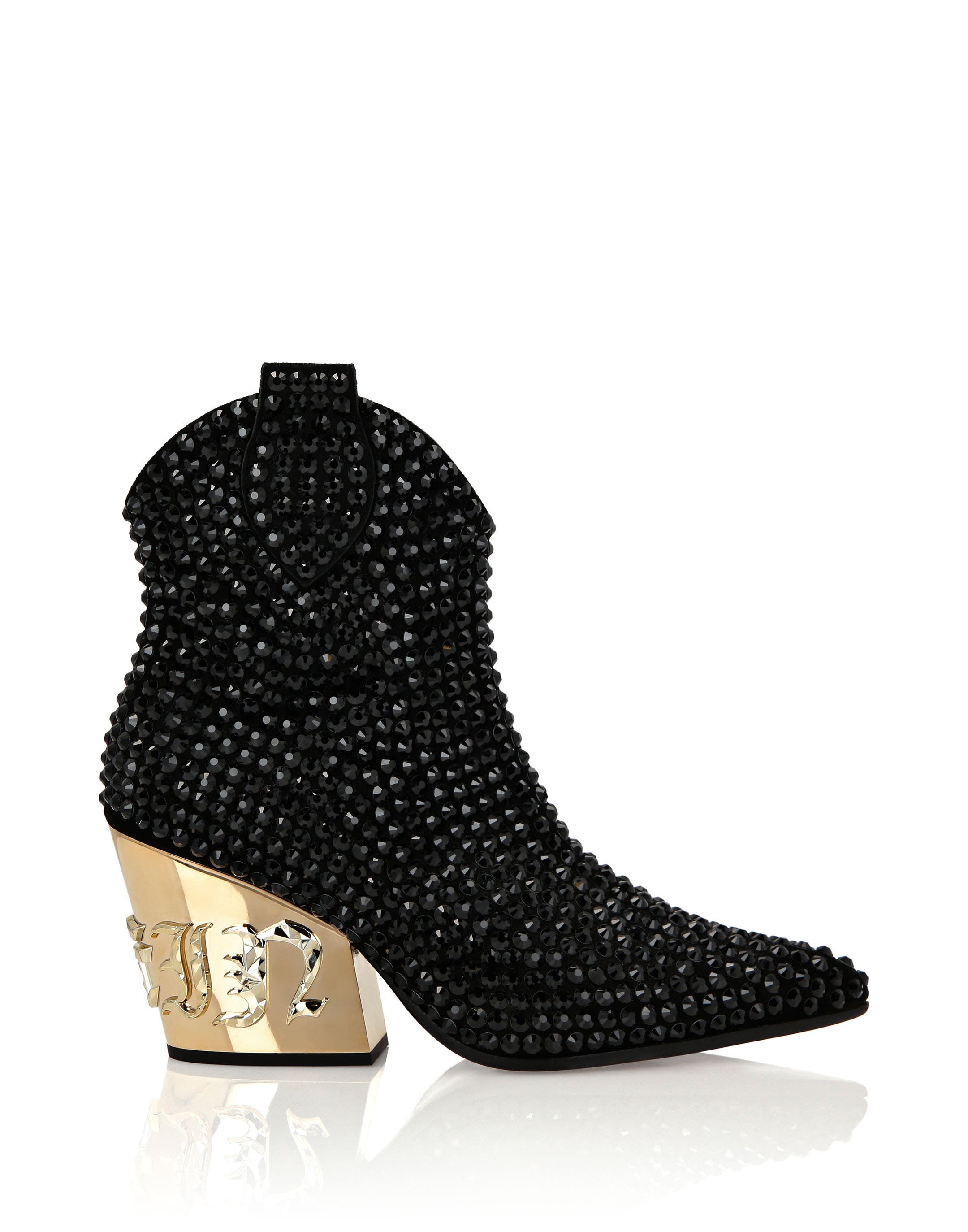 Cowboy Mid-Heel Boots  Gothic Plein With Crystals Women, Alternate, color, black