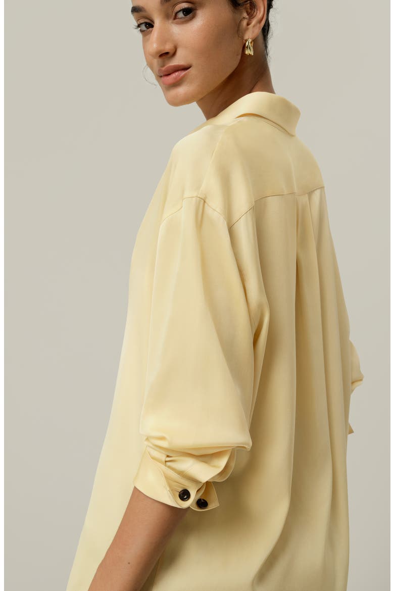 Women's Stretch Double Georgette Oversized Shirt, Alternate, color, Butter