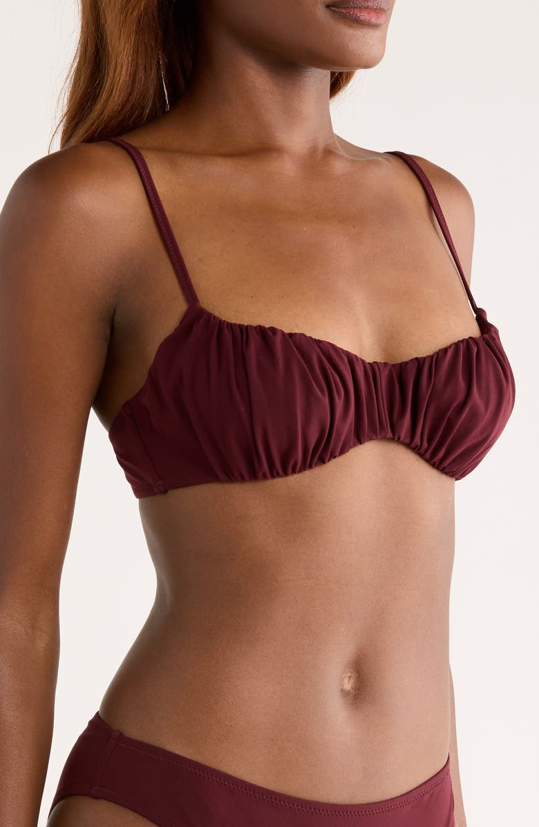 Ulla Johnson Naomi Ruched Bikini Top, Alternate, color, Cassis