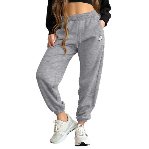 Dalix Womens Heartly Ghost Embroidered Fleece Sweatpants In Htr Gray