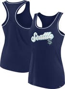 FANATICS Women's Fanatics Branded Deep Sea Blue Seattle Kraken Wordmark Logo Racerback Scoop Neck Tank Top