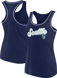 FANATICS Women's Fanatics Branded Deep Sea Blue Seattle Kraken Wordmark Logo Racerback Scoop Neck Tank Top