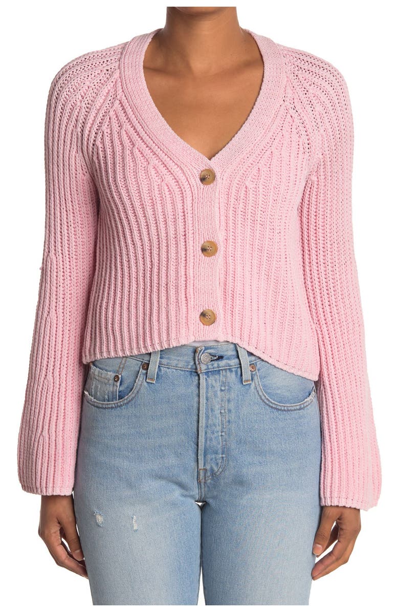 CURRENT AIR V-Neck Rib Knit Crop Cardigan, Alternate, color, 