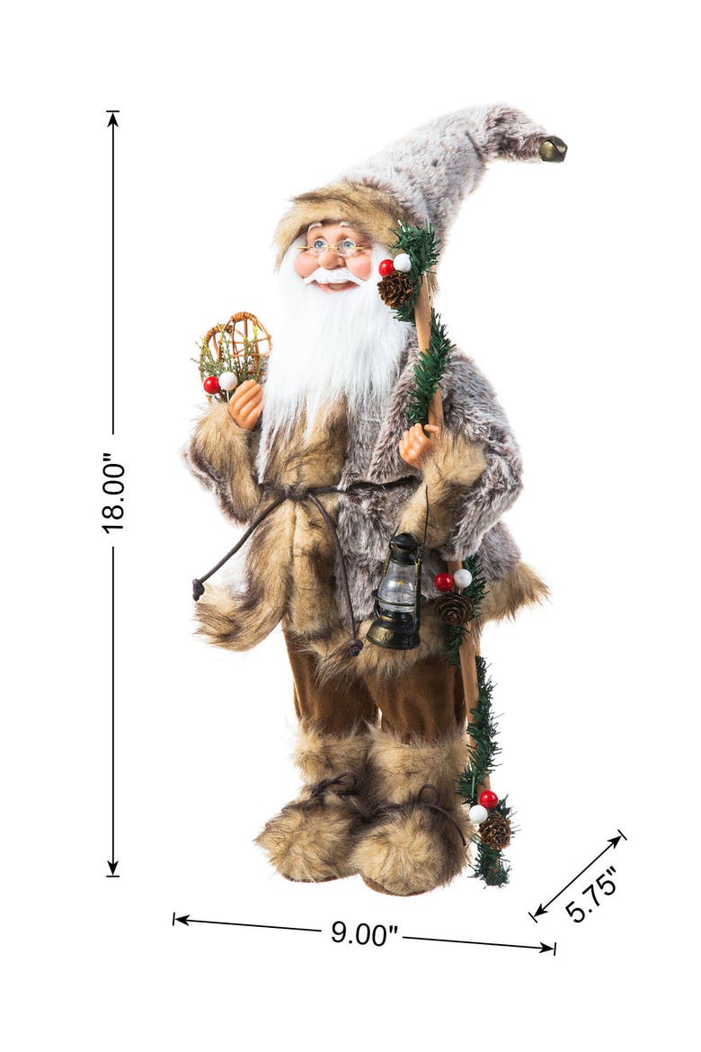 Faux Fur Christmas Woodland Santa Figurine, Alternate, color, Brown