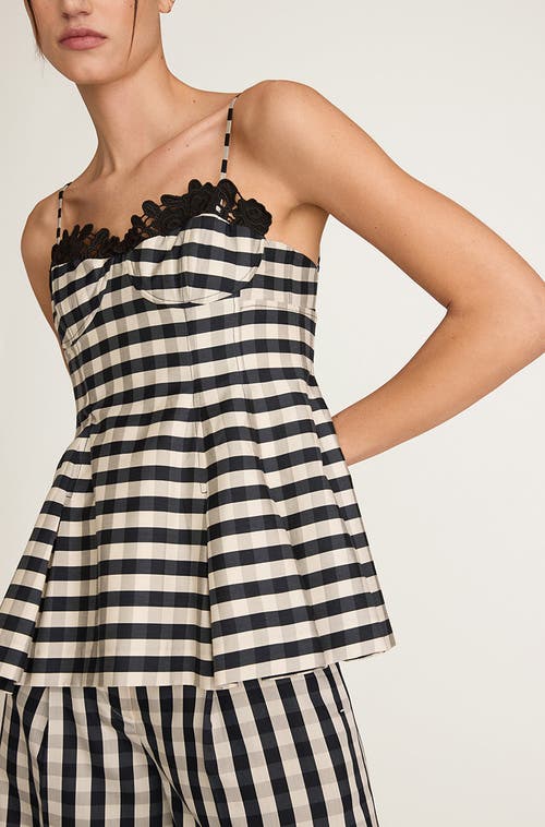 REBECCA TAYLOR REBECCA TAYLOR GINGHAM TWILL EMBROIDERED BUSTIER TANK