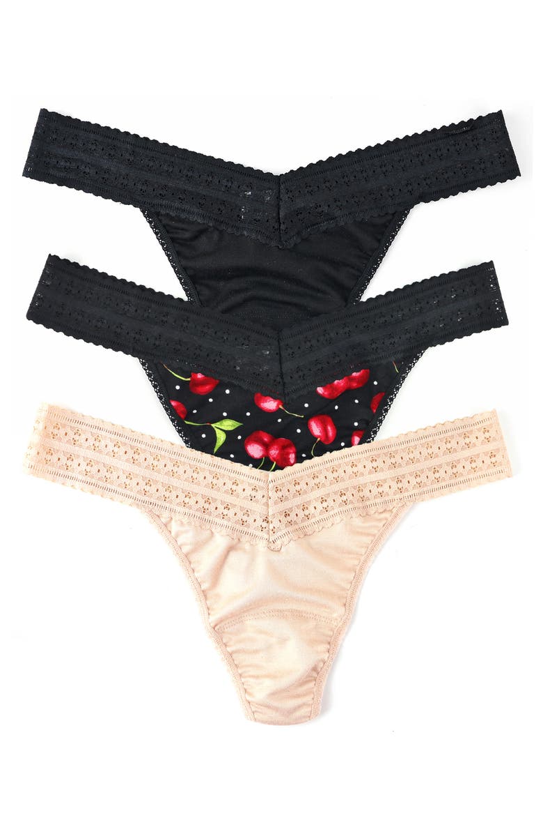 Hanky Panky DreamEase Assorted 3-Pack Original Rise Thongs, Main, color, 