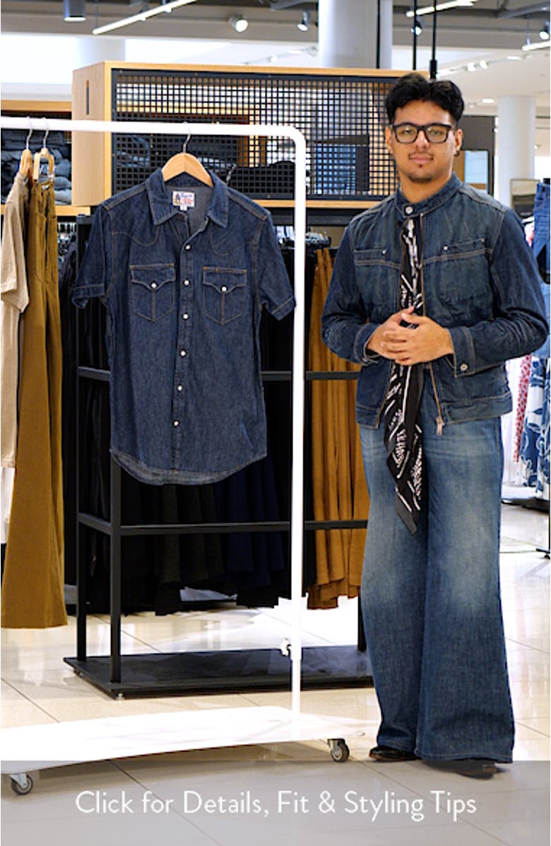 Short Sleeve Denim Snap-Up Shirt, sales video thumbnail