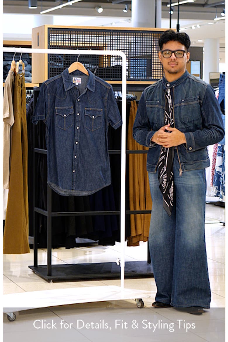 Short Sleeve Denim Snap-Up Shirt video