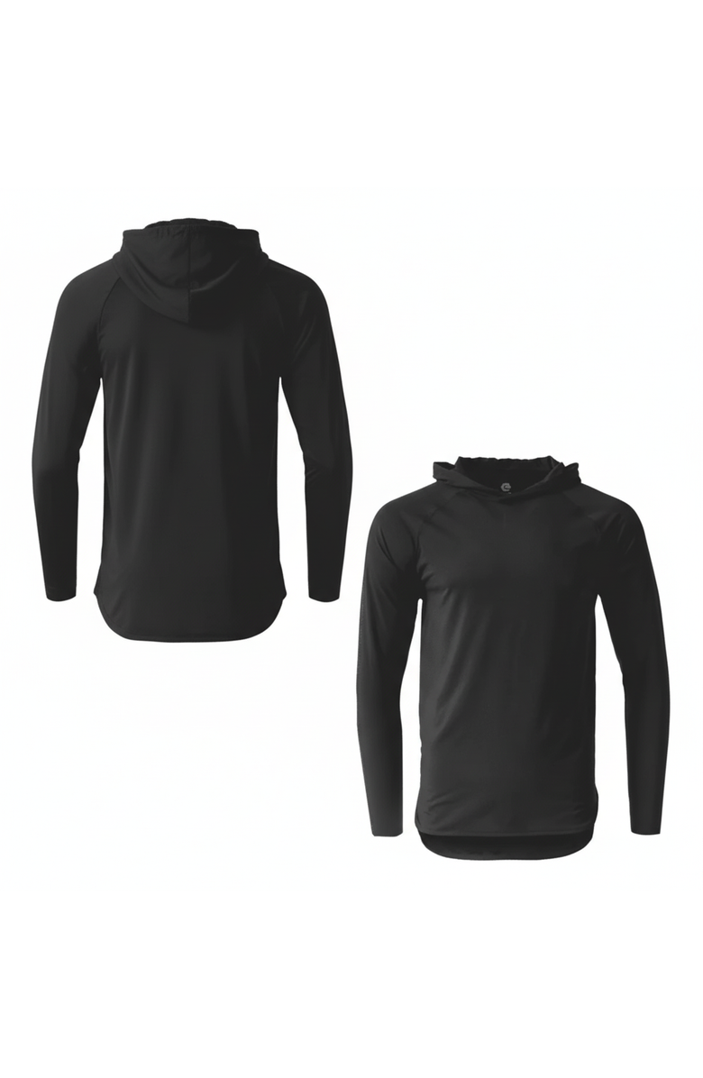 BenBen Varsity Lightweight Droptail Long Sleeve Hoodie, Alternate, color, Black