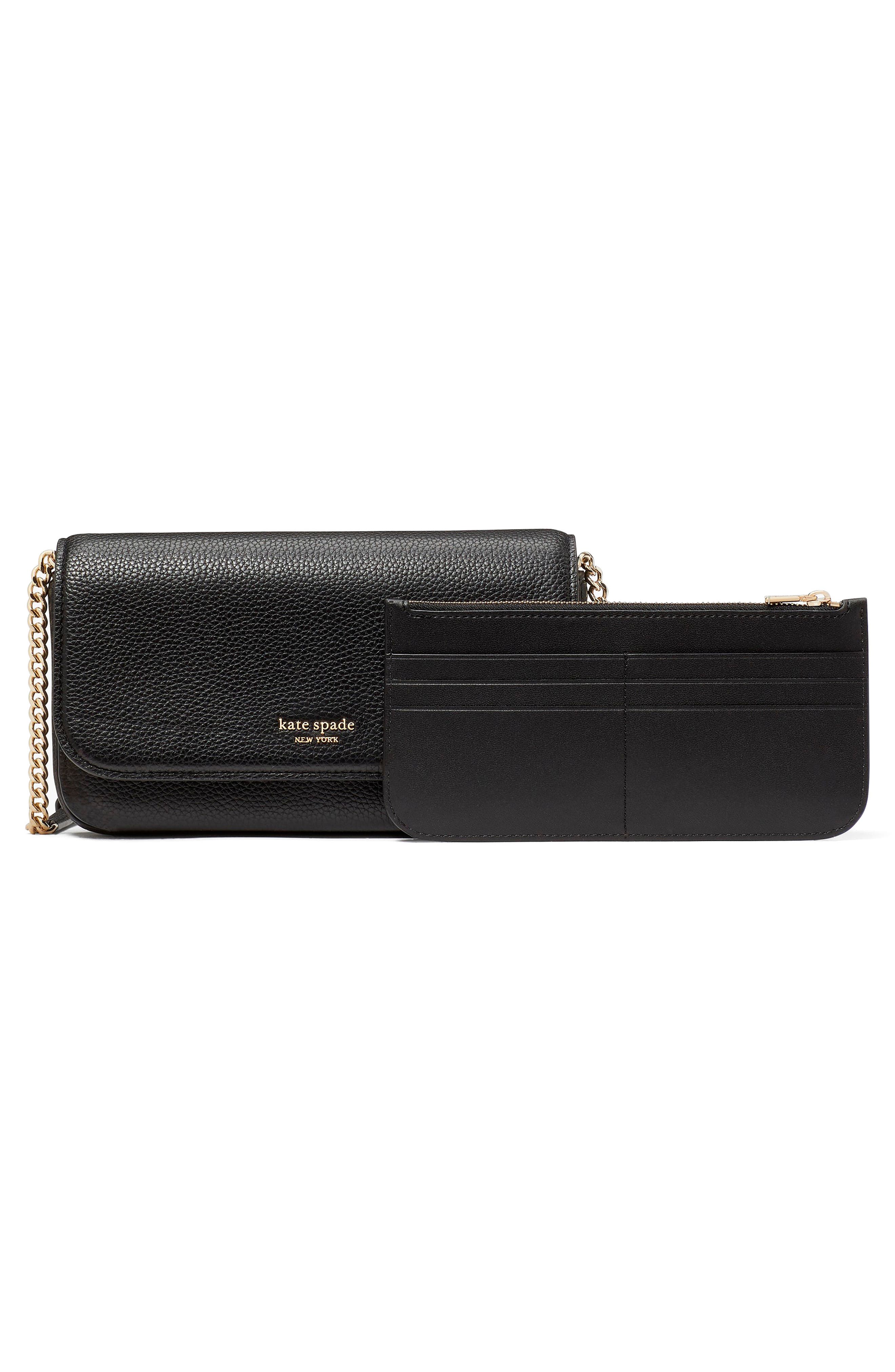 ava leather wallet on a chain, Alternate, color, BLACK