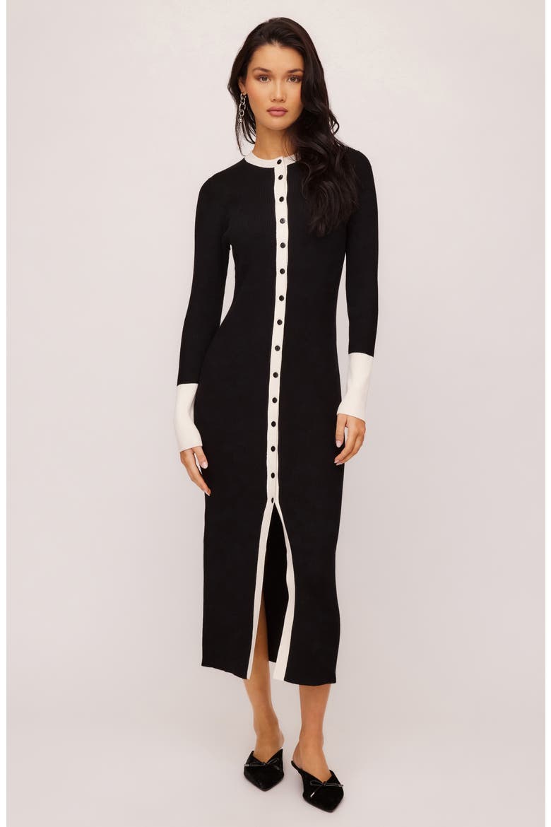Maves Long Sleeve Midi Sweater Dress, Alternate, color, BLACK/ CREAM