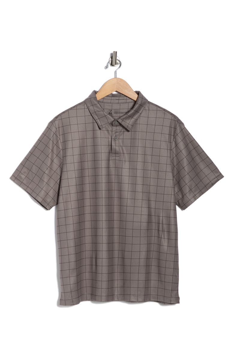 Z by Zella Print Performance Golf Polo, Alternate, color, Grey Pewter Crisp Grid