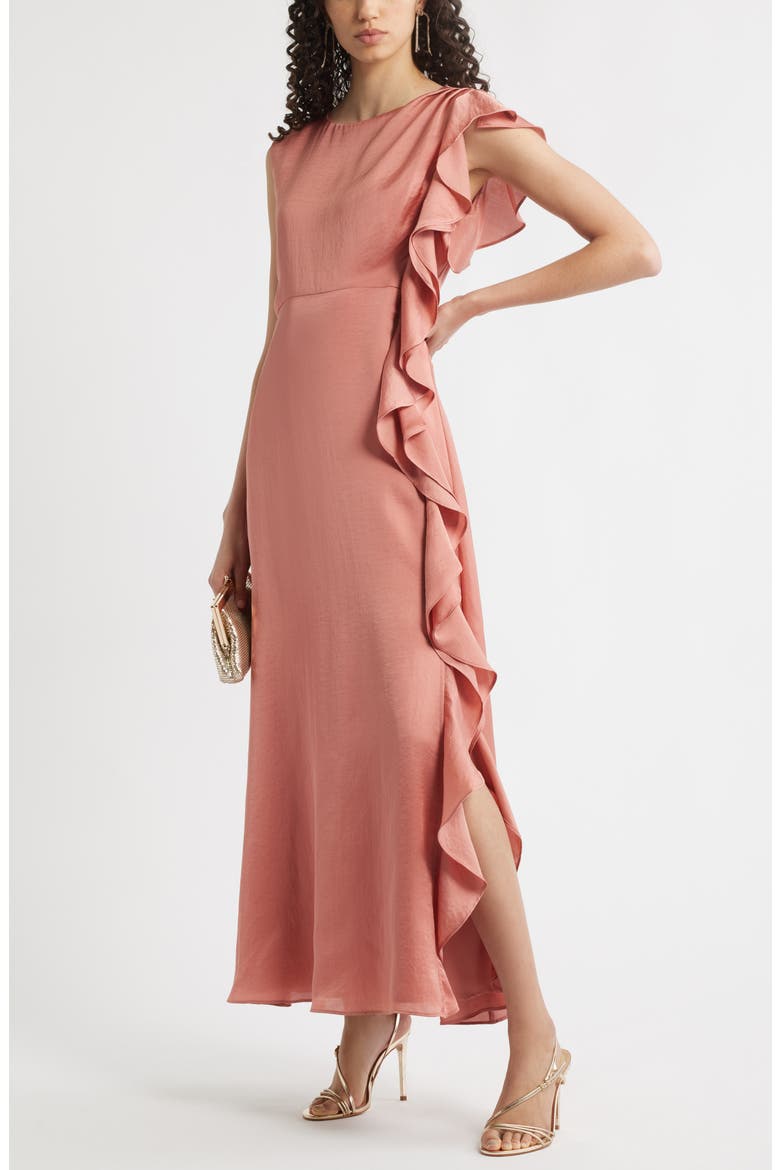 Asymmetric Ruffle A-Line Dress, Main, color, PINK DESERT