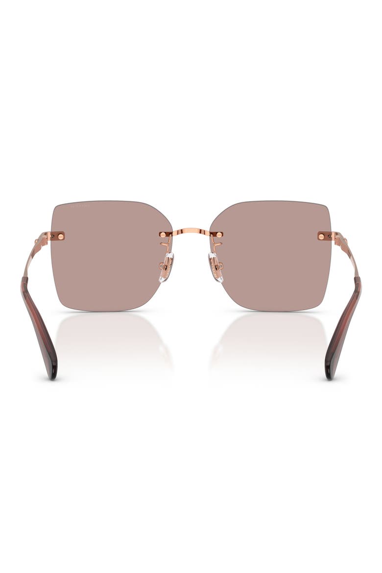 57mm Square Sunglasses, Alternate, color, SHINY ROSE GOLD / PURPLE SOLID
