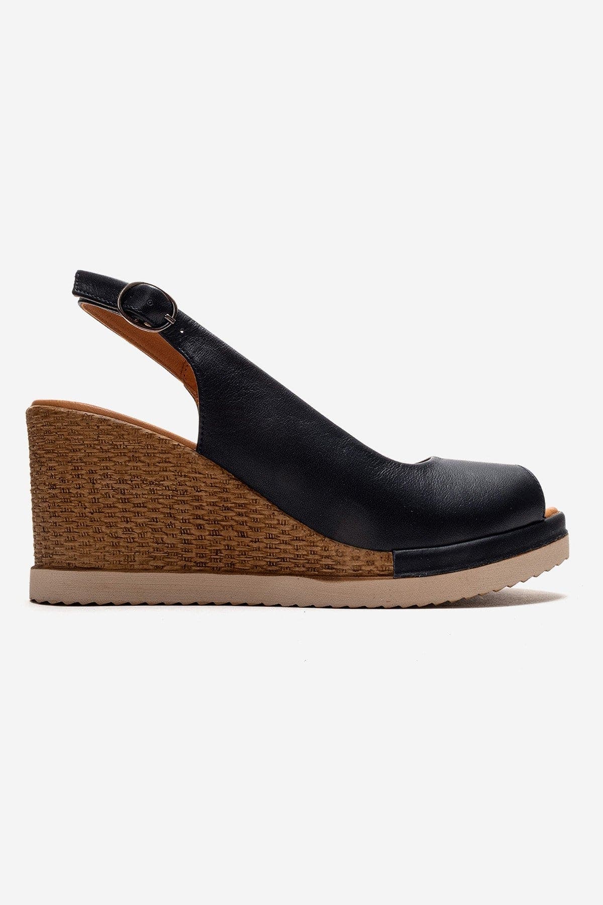 Helina Leather Wedge Sandal, Alternate, color, Navy