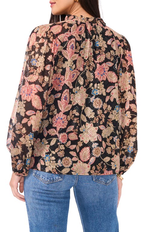 VINCE CAMUTO VINCE CAMUTO FLORAL PRINT RAGLAN SLEEVE PEASANT TOP 