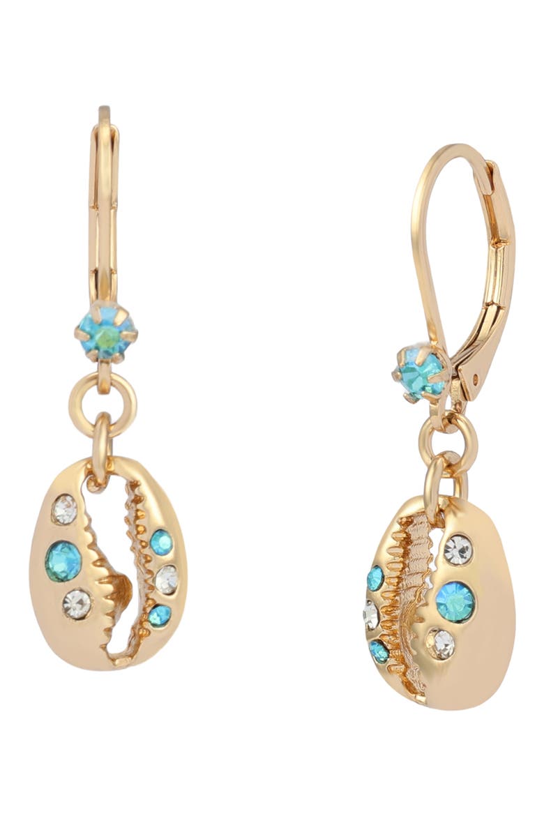 Shell Leverback Earrings, Main, color, GOLD/ BLUE