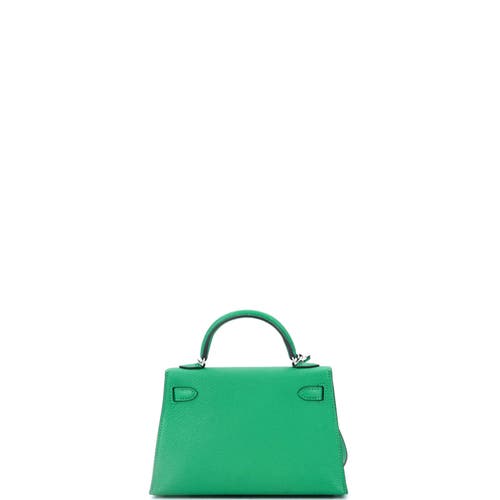 Pre-owned Hermes Hermes Kelly Mini Ii Bag Green Chevre Mysore With Palladium Hardware 20 In Green