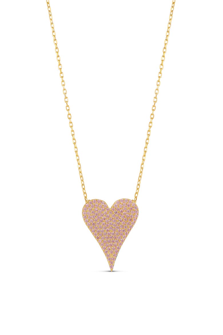Small Pavé Heart Pendant Necklace, Main, color, PINK
