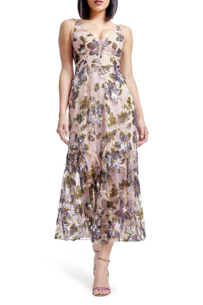 Sierra Sequin Embellished Evening Dress, Main, color, LILAC MULTI