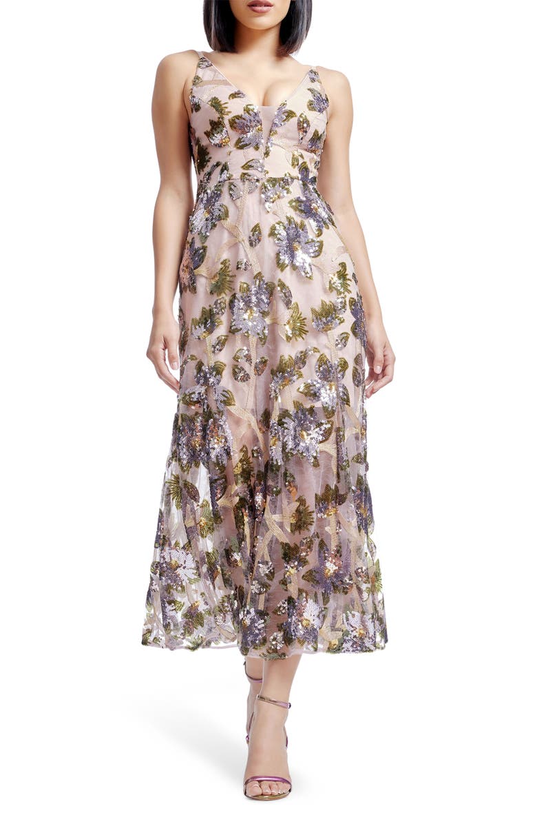 Dress the Population Sierra Sequin Embellished Evening Dress, Main, color, Lilac Multi