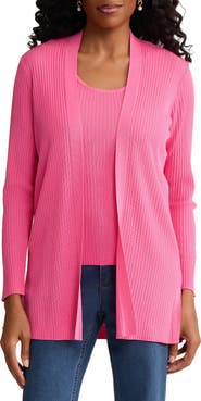 Jones New York Sutton Open Front Rib Knit Cardigan