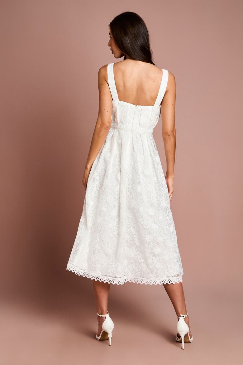 Embroidered Lace Midi Dress, Alternate, color, Ivory