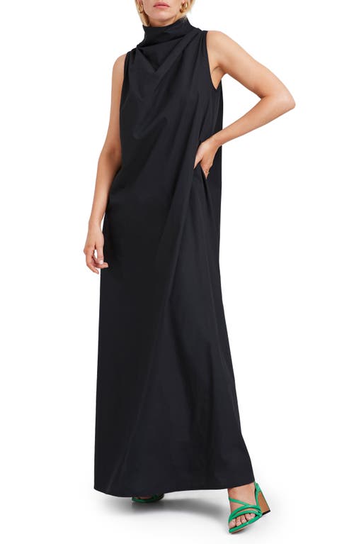 Marcella Minna Sleeveless Cotton Poplin Maxi Dress in Black at Nordstrom, Size X-Large