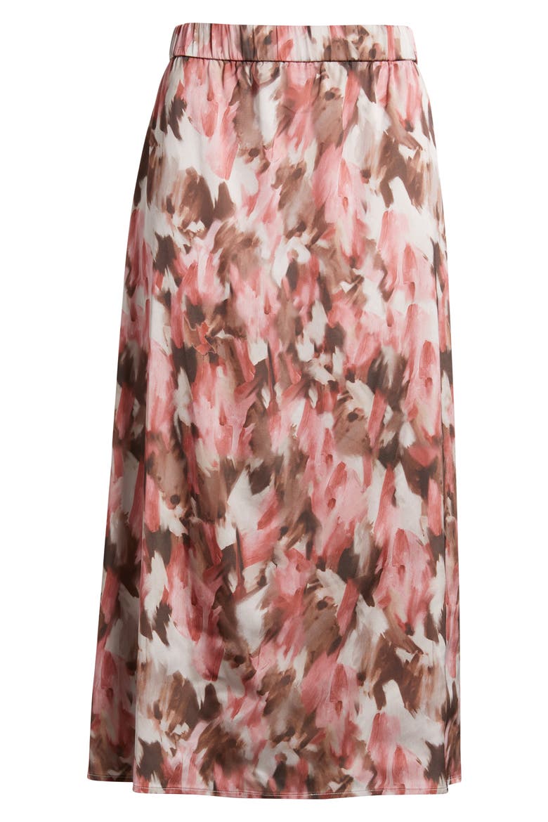 Brushstroke Print Crêpe de Chine Midi Skirt, Alternate, color, HONEY SUCKLE/ CHARMEUSE/ MULTI